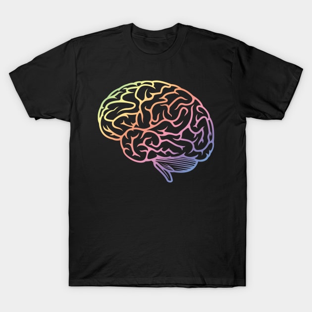 Beautiful Brain Rainbow Pastel Neuroscience T-Shirt by labstud